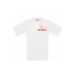 T-Shirt Notarzt wei&szlig; Aufdruckfarbe rot XL