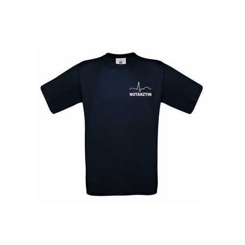 T-Shirt Not&auml;rztin blau Aufdruckfarbe silber S