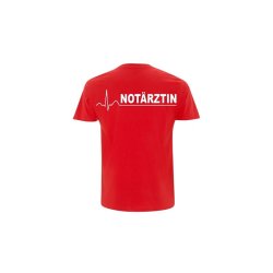 T-Shirt Not&auml;rztin rot Aufdruckfarbe silber-reflektierend M