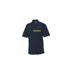 Polo-Shirt mit Aufdruck Feuerwehr - blau Aufdruckfarbe neongelb XS