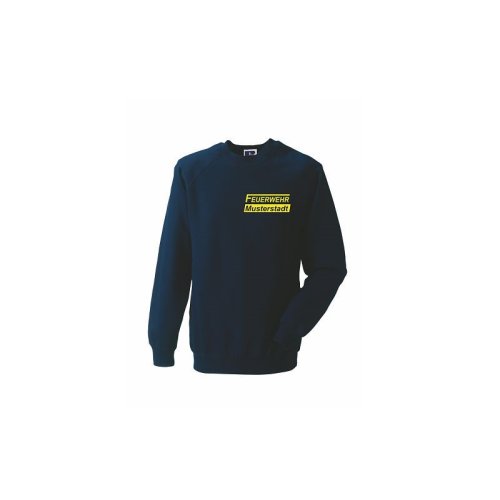 Sweatshirt mit Aufdruck Feuerwehr + Stadt - blau Aufdruckfarbe silber-reflektierend S