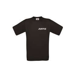 T-Shirt JUSTIZ schwarz Aufdruckfarbe wei&szlig; M
