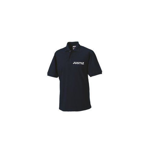 Polo-Shirt JUSTIZ blau Aufdruckfarbe silber S