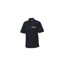 Polo-Shirt JUSTIZ blau Aufdruckfarbe wei&szlig; 5XL