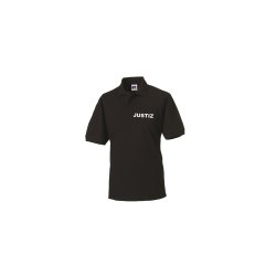 Polo-Shirt JUSTIZ schwarz Aufdruckfarbe silber M