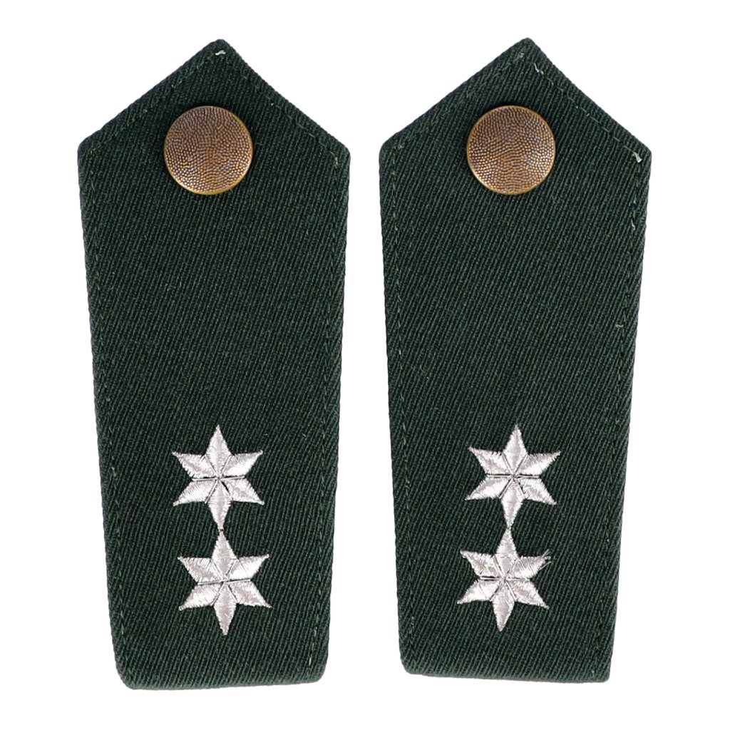 Schulterklappen grün mit 2 Sternen silber Polizeioberkommissar 