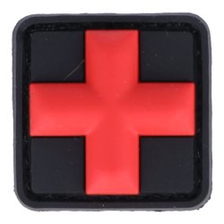 Rubberpatch &quot;Medic&quot; Cross 25 x 25mm schwarz/rot