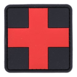 Rubberpatch &quot;Medic&quot; Cross 50 x 50mm schwarz/rot