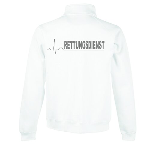 Sweatjacke Rettungsdienst weiß Aufdruck silber-reflex