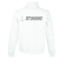 Sweatjacke Rettungsdienst weiß Aufdruck silber-reflex