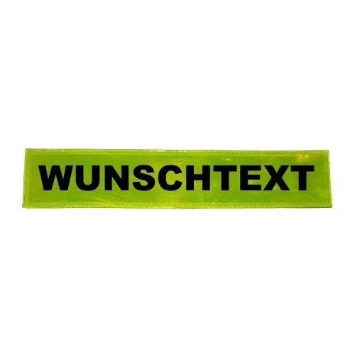 R&uuml;ckenschild Wunschtext gelb-reflektierend 42 x 8cm