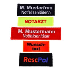 Namensschild gestickt bis 14 x 3cm Stickfarbe wei&szlig;...