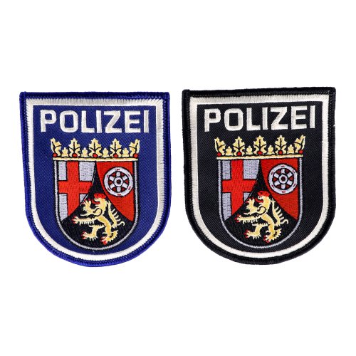 1 Stück Polizei Rheinland-Pfalz:Kravattenklapper.Armabzeichen,blau  auf silbern 