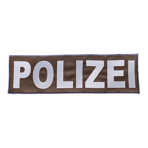 R&uuml;ckenschild Polizei steingrau/oliv mit Klett / 30 x 9 cm
