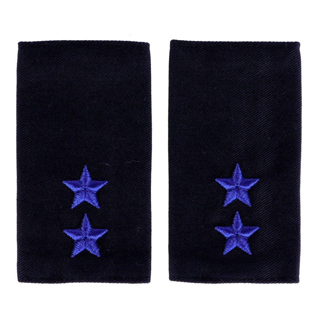 Rangschlaufen:4 Sterne.6 EL.auf blau.45 x 105 mm.1 Paar 