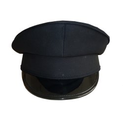 M&uuml;tze Polizei blau rund mit gl&auml;nzendem Schirm
