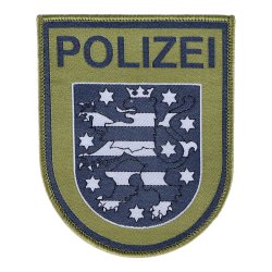 Abzeichen Polizei Th&uuml;ringen oliv gewebt