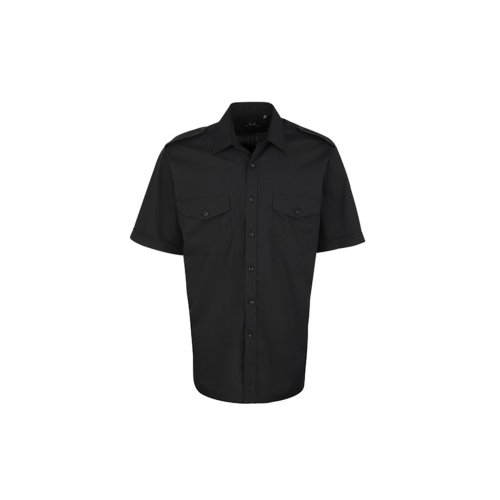 Diensthemd kurzarm, mit Schulterklappen schwarz 39,5