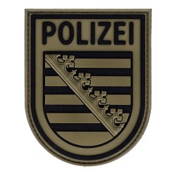 Rubberpatch Polizei Sachsen - steingrau/oliv