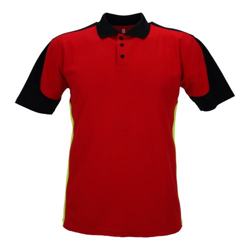 Polo-Shirt RescPol 2020 leuchtgelb/rot/schwarz