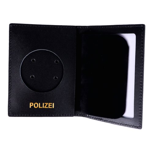 Dienstausweismappe Leder für Mützenstern mit Prägung POLIZEI