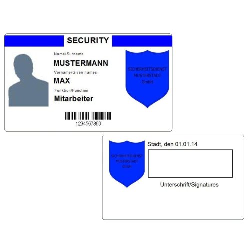 Dienstausweis Security 2-seitig