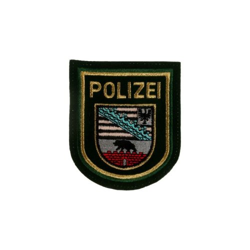 ANHALT  Polizei Abzeichen  Magdeburg  Patch grün v SACHSEN JACKE  90er Jahre 