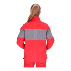 Fleecejacke rot/grau mit Reflexpaspel silber für Schulterklappen S
