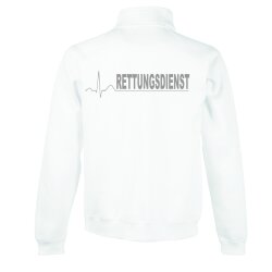 Sweatjacke Rettungsdienst weiß Aufdruck silber