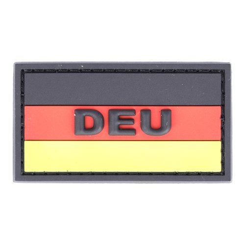 Rubberpatch Flagge Deutschland &quot;DEU&quot; 3 x 5,5cm schwarz/rot