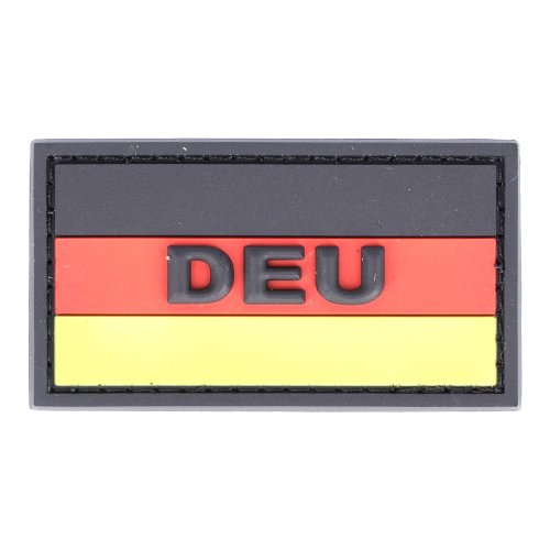 Rubberpatch Flagge Deutschland "DEU" 3 x 5,5cm schwarz/rot
