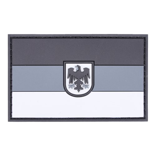 Rubberpatch Flagge Deutschland mit Bundesadler 5 x 8cm schwarz/wei&szlig;