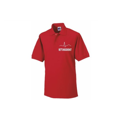Polo-Shirt Rettungsdienst rot Aufdruckfarbe silber-reflektierend M