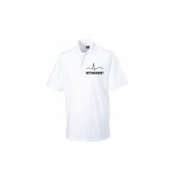 Polo-Shirt Rettungsdienst wei&szlig; Aufdruckfarbe schwarz M