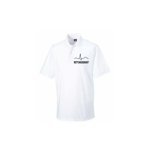Polo-Shirt Rettungsdienst wei&szlig; Aufdruckfarbe schwarz 2XL