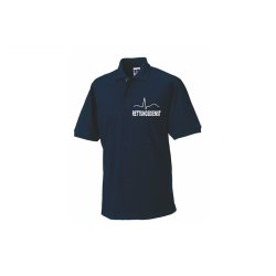 Polo-Shirt Rettungsdienst blau Aufdruckfarbe wei&szlig; 2XL
