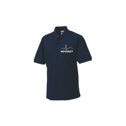 Polo-Shirt Notarzt blau Aufdruckfarbe silber L