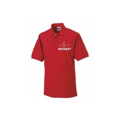 Polo-Shirt Notarzt rot Aufdruckfarbe wei&szlig; L