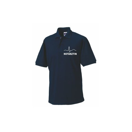 Polo-Shirt Not&auml;rztin blau Aufdruckfarbe silber-reflektierend XS