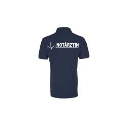 Polo-Shirt Not&auml;rztin blau Aufdruckfarbe silber-reflektierend L
