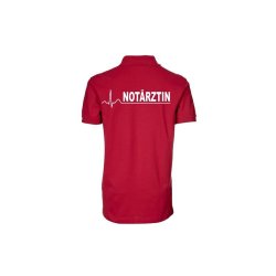 Polo-Shirt Not&auml;rztin rot Aufdruckfarbe wei&szlig; XL