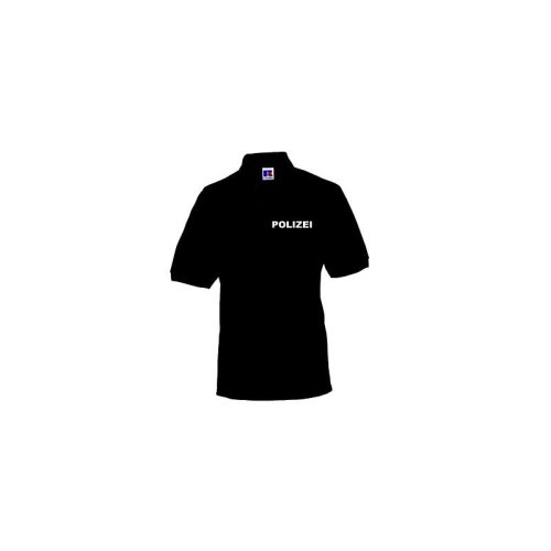 Polo-Shirt POLIZEI schwarz Aufdruckfarbe silber XL