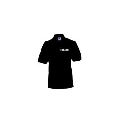 Polo-Shirt POLIZEI schwarz Aufdruckfarbe wei&szlig; M