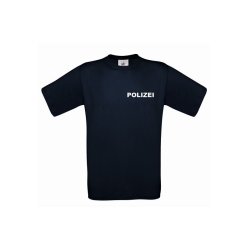 T-Shirt POLIZEI blau Aufdruckfarbe silber-reflektierend M
