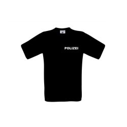T-Shirt POLIZEI schwarz Aufdruckfarbe wei&szlig; M