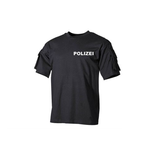 Tactical T-Shirt POLIZEI schwarz mit Flauschfl&auml;chen 2XL