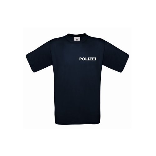 T-Shirt POLIZEI blau - mit Polizeiwappen Aufdruckfarbe silber-reflektierend Berlin XL