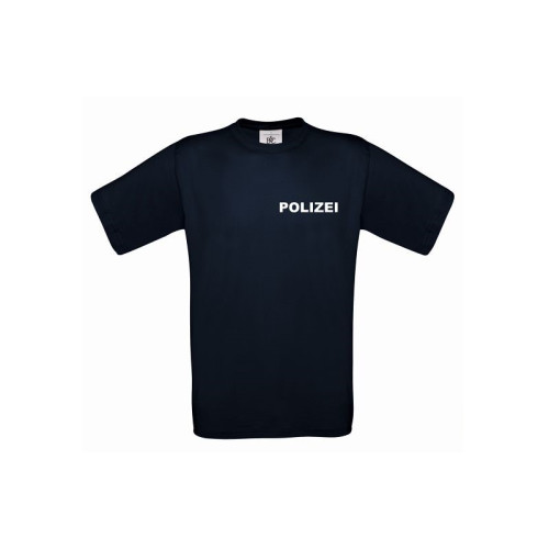 T-Shirt POLIZEI blau - mit Polizeiwappen Aufdruckfarbe silber-reflektierend Bundespolizei S (Damen)