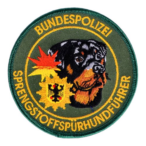 Abzeichen Sprengstoffspürhundführer Bundespolizei Rottweiler grün