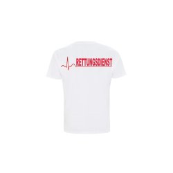 T-Shirt Rettungsdienst wei&szlig; Aufdruckfarbe rot XL